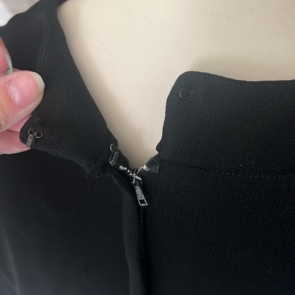 Vintage 60s/70s Black Shift Dress with Sheer Sleeves - Picture 4 of 5